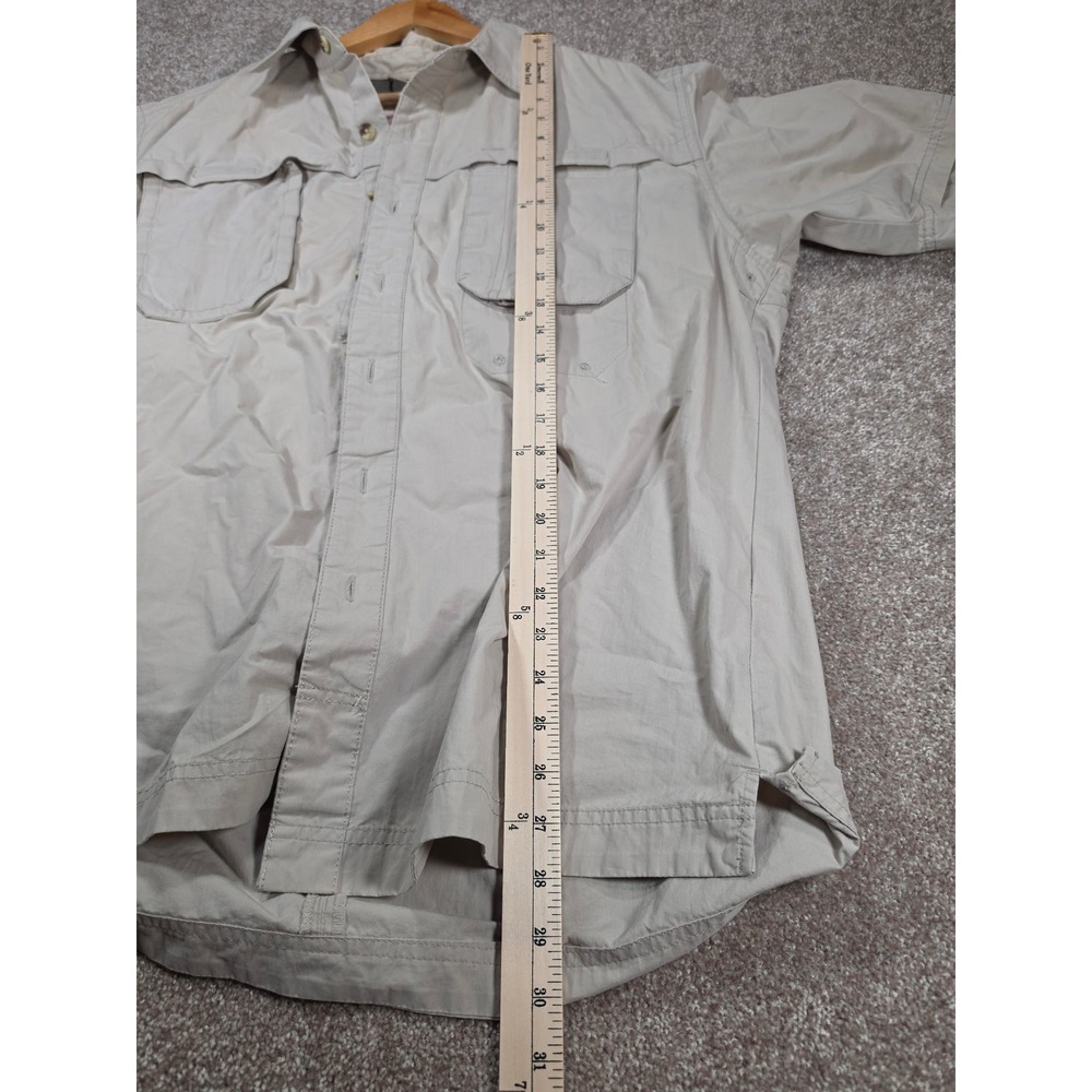 Eddie Bauer Sport Mens Vintage L Tan Short Sleeve Fishing Hiking Shirt Vent Back - Picture 5 of 11
